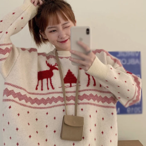 Christmas Sweater Elk Print Christmas